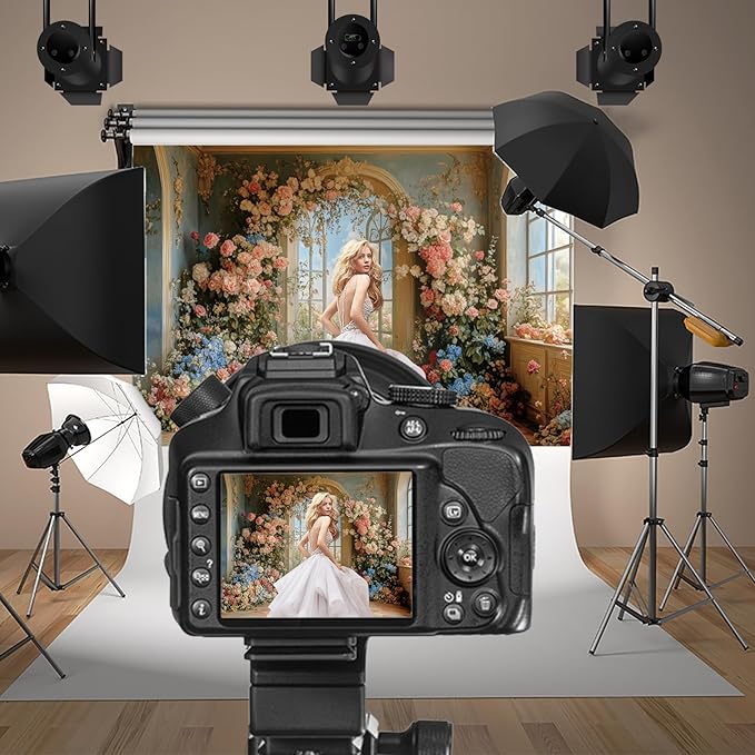 Baocicco 9x6ft Flower Wall Backdrop Photography European Style Oil Painting Floral Wedding Background Women Girls Lady Birthday Party Decorations Wedding Bridal Shower Banner Supplies Props Video
