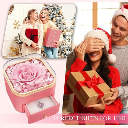 Beferr Birthday Gifts for Women Mom Preserved Real Rose with Necklace Eternal Roses Fresh Flowers for Delivery Prime anniversary Purple Gifts for Grandma Wife Daughter Sister