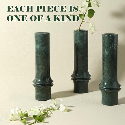 Bamboo Vase for Home Decor, Natural Marble Vase Rustic Vintage Decorations for Living Room, Table, Bathroom, Holiday & Weddings, Rustic Flower Vases (Indian Green)