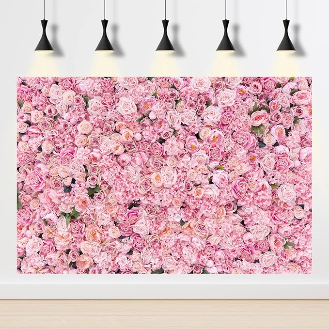 Roses Flowers Backdrop Valentine's Day Pink Rose Photography Background Floral Red Rose Backdrop for Birthday Wedding Baby Shower Anniversary for Various Floral Roses Backdrops Adults Props 15x8ft