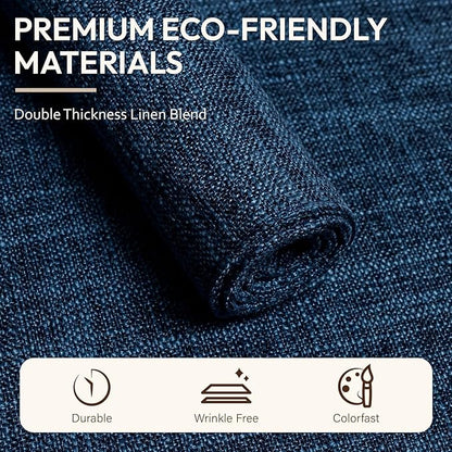 Blue Forest Placemats Set of 6, Dual-Layered Thickened Faux Linen Cloth Place Mats Heat Resistant Machine Washable Wrinkle Free Table Mats Indoor/Outdoor (Navy Blue)