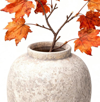 Ceramic Flower Vase Home Decor - 9.2 inch Large Farmhouse Table Vases, Rustic Decorative Vases for Kitchen Living Room Coffee Dining ShelfMantel Decoration