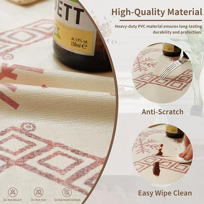 Square Table Cloth,100% Waterproof Tablecloth Oil Proof Spill Proof Vinyl Table Cloth, Wipe Clean Plastic Table Cover for Dining, Camping, Indoor and Outdoor 54" x 54",Snowflake
