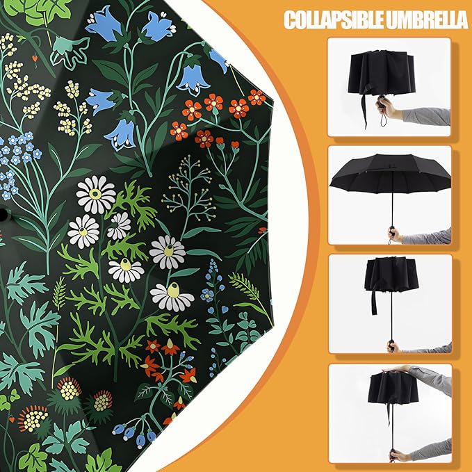 Small Compact Travel Automatic Folding Umbrella for Women, Portable Lightweight, Rain, Wind, UV Sun Shade