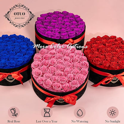 40 Real Preserved Roses in Suede Box Forever Roses Last Up to 3 Years, Flowers for Delivery Prime, Mother’s Day, Birthday, Christmas - Pink