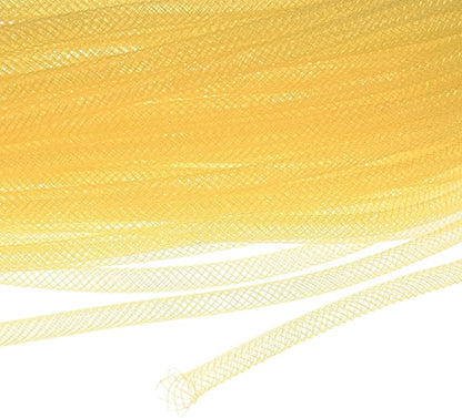 Mesh Tube Ribbon 45 Yards, 4mm Elastic Fabric Ribbons Mesh Tubing for Crafts/Gift Wrapping/Flower Bouquets/Wedding/Birthday/Holiday/Wreaths Christmas/Decoration[Ginger Yellow]