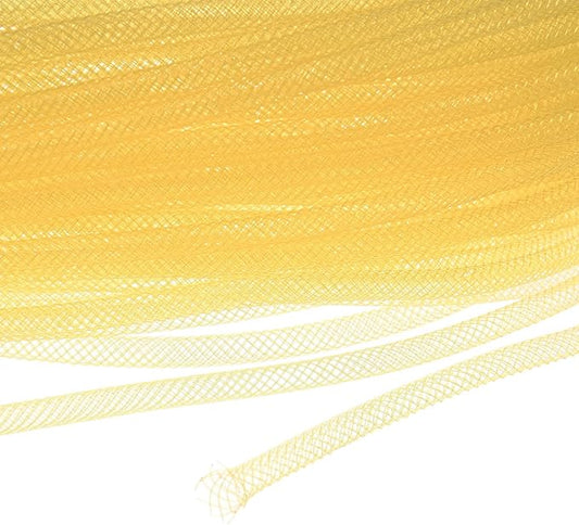 Mesh Tube Ribbon 45 Yards, 4mm Elastic Fabric Ribbons Mesh Tubing for Crafts/Gift Wrapping/Flower Bouquets/Wedding/Birthday/Holiday/Wreaths Christmas/Decoration[Ginger Yellow]