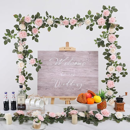 Senseya Artificial Rose Flower Runner Rustic Flower Garland Floral Arrangements Wedding Ceremony Backdrop Arch Flowers Table Centerpieces Decorations
