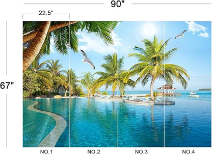 Eierme-Luxury Beach Resort Background Mural Wallpaper Peel and Stick 90" x 67"