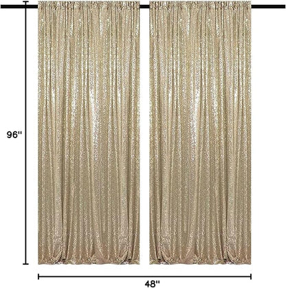 Champagne Backdrop Curtain 4FTx8FT 2 Panels Champagne Gold Sequin Backdrop Curtain Glitter Backdrop Photo Background for Wedding Baby Shower Birthday