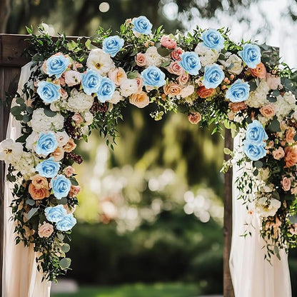 50pcs Artificial Roses Flowers in Bulk,Realistic Silk Fake Rose with Long Stem for Wedding Centerpieces Bouquet Party Floral Arrangement Home Decoration (Blue)