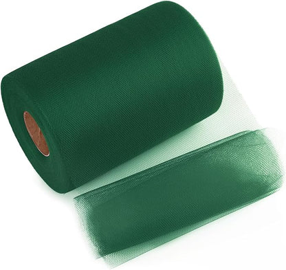 Forest Green Tulle Mesh Ribbon 6 Inch x 100 Yards(300ft) Netting Spool Fabric Ribbon Ideal for Tutu Skirt Art Gift Wrapping Flower Bouquet Crafts Weddings Floral Arrangements