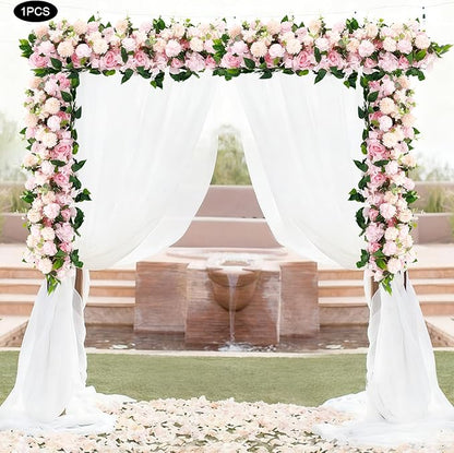 TFCFL Artificial Flowers Row, 39.5" X 12" Wedding Arch Faux Floral Swags, 3D Flower Panels Arrangement, DIY Wall Backdrop for Wedding Party Table Runner Decoration (Pink)