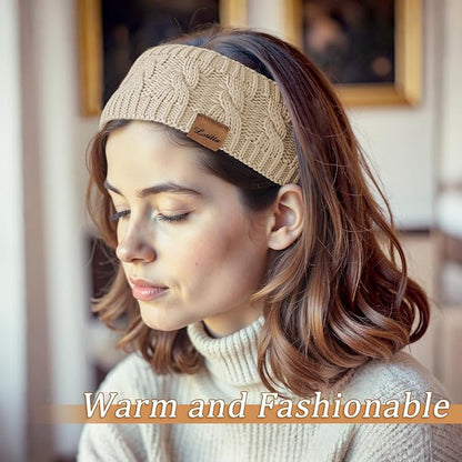 Loritta Womens Ear Warmers Headbands Winter Warm Fuzzy Cable Knit Head Wrap Fleece Lined Gifts