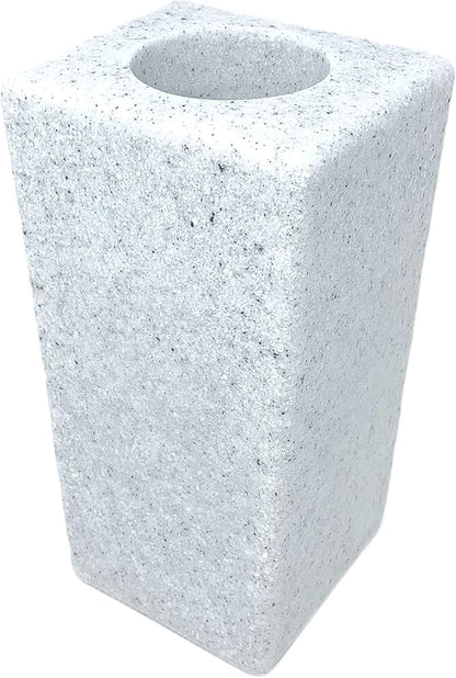 OPTIMUM Square Memorial Cemetery Flower Vase - Plastic (White Granite) with Metal Ground Spike, Grave Marker, Decorations for Gravesite, Headstone Flowers Holder, Garden Lawn & Yard