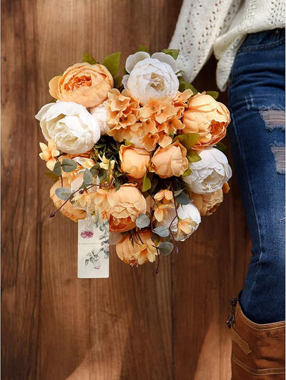 FiveSeasonStuff Vintage Artificial Peonies Silk Flowers and Hydrangeas for Wedding Bridal Home Décor – Beautiful Floral Centerpiece Arrangement Decoration with 2 Bouquets (Summer Breeze)