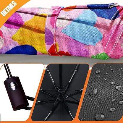 Small Compact Travel Automatic Folding Umbrella for Women, Portable Lightweight, Rain, Wind, UV Sun Shade