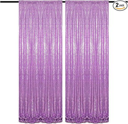 Lavender Sequin Backdrop Curtain 4FTx8FT 2 Panel Shimmer Curtains for Parties Glitter Curtains Photo Background for Wedding Baby Shower