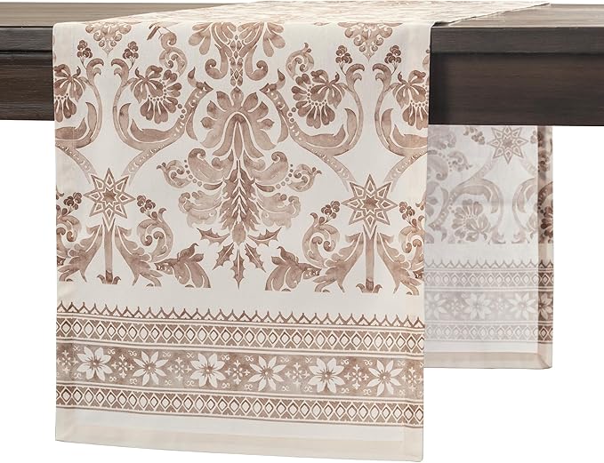 Maison d' Hermine Table Runner 100% Cotton Single Layer Table Runners 90 inches Long for Thanksgiving Christmas Decorations Home Kitchen Dining Party Wedding (Allure, 14.5" x 90")