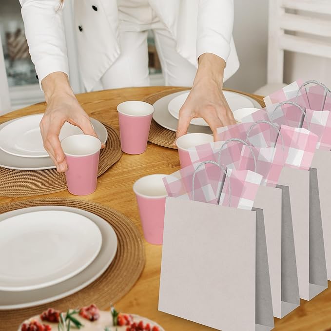 Pro Supply Global Pink Gingham Printed Tissue Paper for Gift Bags or Boxes and Wrapping - Checkered Bulk Decorative Art Tissue Paper for Packaging and Gifting | 24 Sheets 20" x 30"