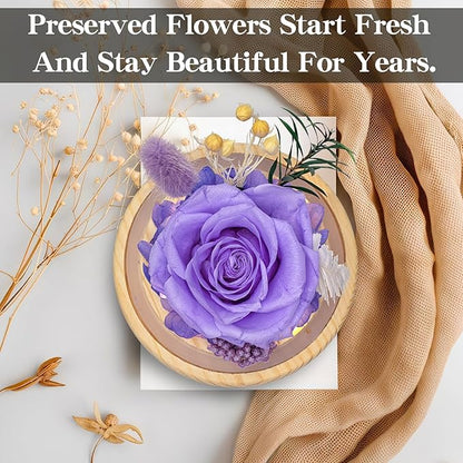 Preserved Roses & Fresh Flowers Bouquet – Gift for Women, Roses That Last Forever, Flowers for Delivery Prime, Birthday, Mother’s Day & Christmas
