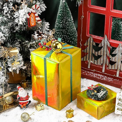 LeZakaa Gold Wrapping Paper Roll, Holographic Iridescent Wrapping Paper for Birthday, Chritsmas, Wedding, Holiday, Large Roll, 30 inches x 32.8 Feet (92.9 sq.ft.)