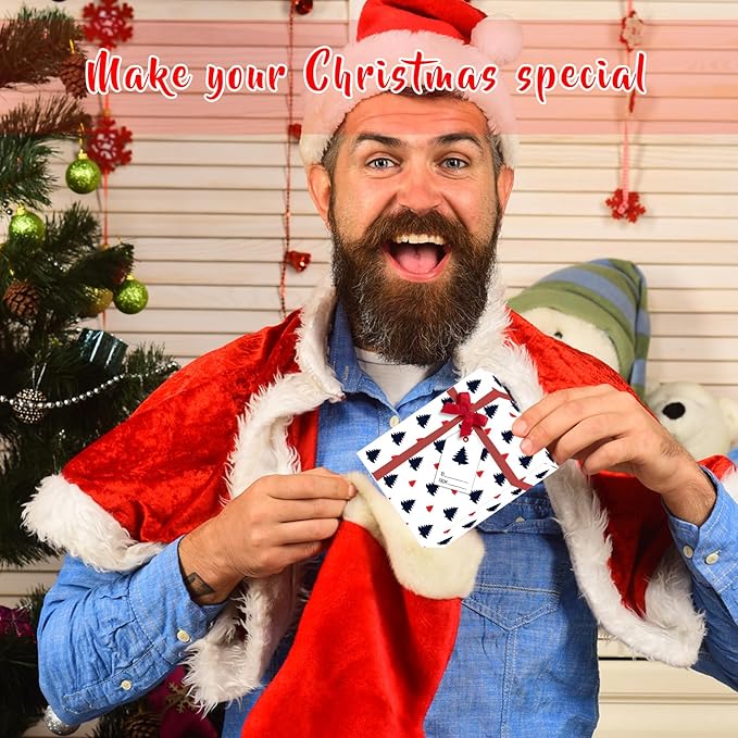 Christmas Gift Card Boxes Holder with Bows and To From Tags Greeting Card, Holiday Unique Gift Card Decorative Wrapped Card Boxes for Xmas Holiday Birthday Wedding Party Favors