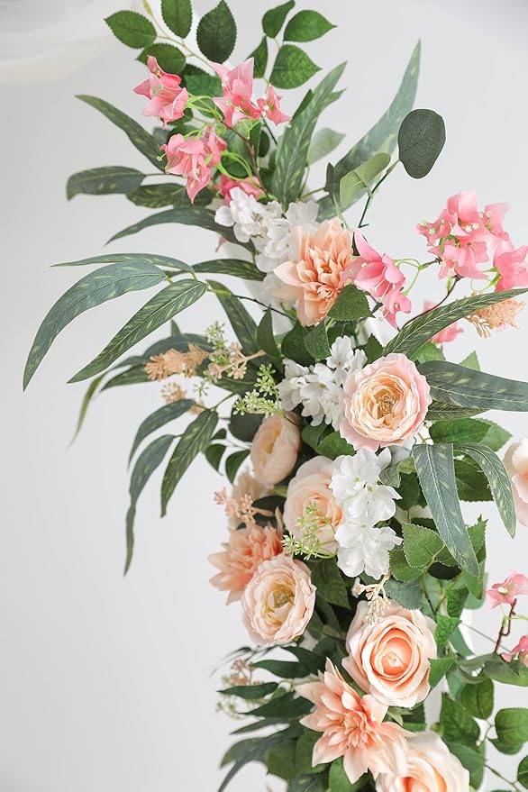 YYHUAWU Artificial Flowers Combo Box Set Pink Fake Flower Leaf with Stems for DIY Wedding Bouquets Centerpieces Baby Shower Party Home Decorations