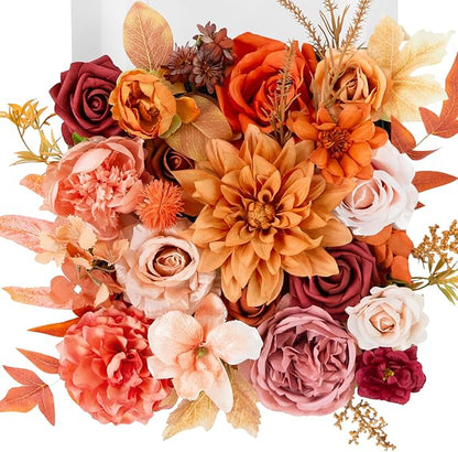 TINGE TIME Artificial Flowers Maple Red Flower Combo for DIY Autumn Wedding Bouquets Table Centerpieces Arrangements Party Baby Shower Home Fall Decorations