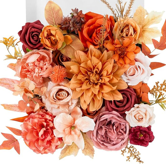 TINGE TIME Artificial Flowers Maple Red Flower Combo for DIY Autumn Wedding Bouquets Table Centerpieces Arrangements Party Baby Shower Home Fall Decorations