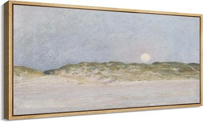 SIGNFORD Extra Large Framed Canvas Print Wall Art Serene Landscape Moonrise Over Hills Illustrations Modern Art Relax/Calm Warm for Living Room, Bedroom, Office - 60"x30"