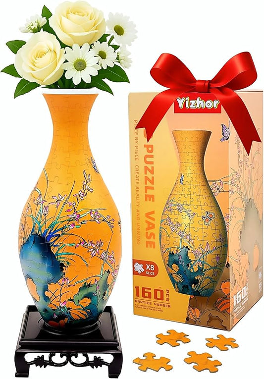 3D Puzzle Vase, 160 Curved Pieces DIY Flower Vase Craft Kit & 3D Puzzles for Adults, Creative Jigsaw Art Project Home Décor Centerpiece, (A-Orchid Elegance)