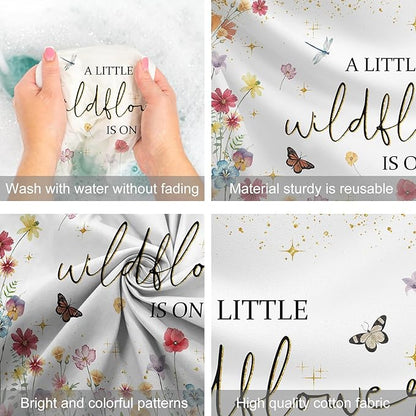 Avezano Wildflower Baby Shower Decorations A Little Wildflower is On The Way Baby Shower Backdrop Floral Theme Baby Girls' New Born Photoshoot Background Banner (8x6ft(96x72in))