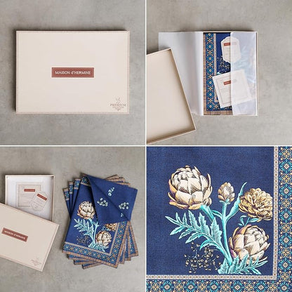 Maison d' Hermine Placemats 100% Combed Cotton Premium Set of 4 Decorative Washable Table Cloth Placemat, Dining, Buffet Parties & Wedding Use Artichoke (13 Inch x 19 Inch)