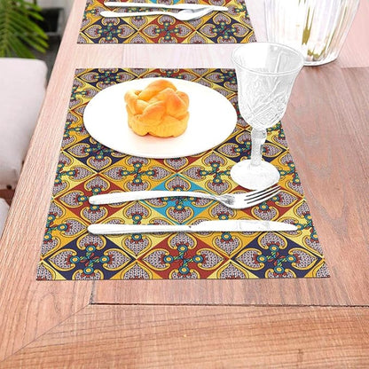 Placemats Set of 4 PVC Woven Place Mats Heat Resistant Easy to Clean for Indoor Outdoor Party Kitchen Dining Table Decoration 12"x18",Boho Style