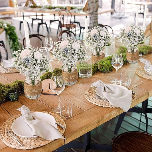 24Pcs Babys Breath Artificial Flowers Bulk, 11inch Fake Baby Breath Flowers White Faux Gypsophila Real Touch Flowers for Outdoors Wedding DIY Bouquet Arrangement Party Home Table Decor