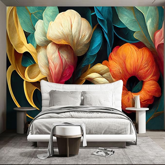 Floral Wall murals Peel and Stick Flowers Wallpaper for Bedroom Living Room - 58"x86"