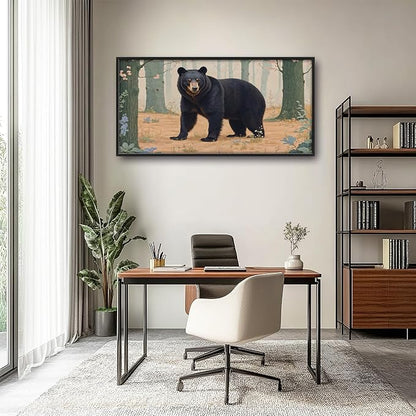 Framed Large Pictures Wall Art for Living Room, Forest Bear Oversized Wall Decor Cabin Animal Canvas Print Painting Extra Large Framed Artwork for Bedroom Office 60"x30"