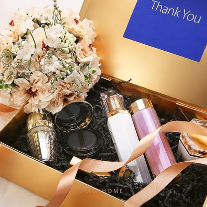 PACKHOME 6 Large Christmas Gift Boxes with Lids 13.5x9x4.1 Inches, Sturdy Collapsible Gift Boxes with Magnetic Closure for Xmas (Glossy Gold)