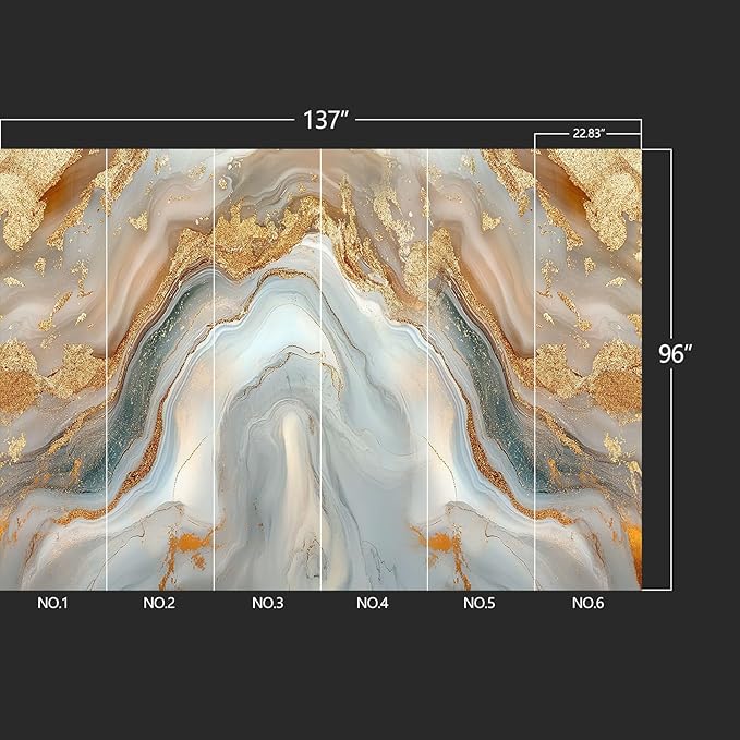 Golden Marble Peel and Stick Wallpaper Abstract Wall murals for Bedroom Living Room - 96"x137"