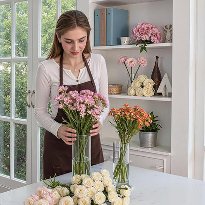 3pcs Glass Vases for Flowers, 4,6,8 Inch Tall Cylinder Vases, Bud Vase and Floating Candle Holder Vase for Wedding & Holiday Centerpieces for Tables, Home Decor, Housewarming Gift