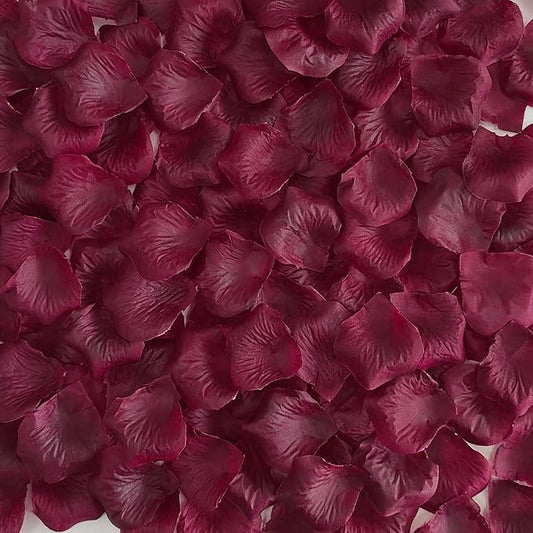 Separated 1500 PCS Artificial Burgundy Rose Petals for Romantic Night,Faux Wine Red Flower Petals for Flower Girl Weddings Valentine Day Party Romantic Decoration(Ready-to-use)