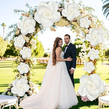 Giant Paper Flowers Artificial Large Paper Flower Decoration for Handcrafted Wall Backdrop Christmas Mexican Wedding Graduation Bridal Shower Birthday Party Supplies(White,18 Pcs)