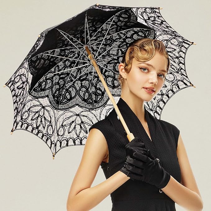 BABEYOND Lace Umbrella Parasol Vintage Wedding Bridal Umbrella for Decoration Photo Lady Costume Tea Party