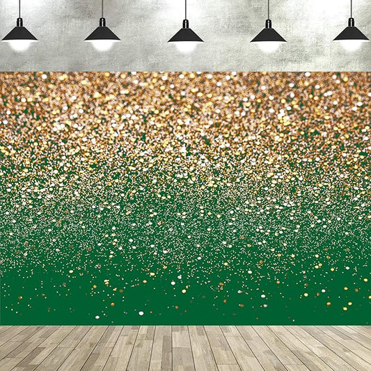 8x6ft Green and Gold Backdrop Golden Spots Backdrop for Photography Vintage Astract Background for Family Birthday Party Newborn Studio Props