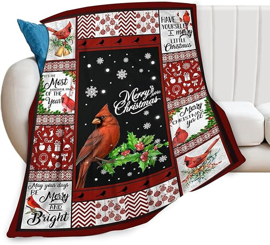 Cardinal Christmas Throw Blanket for Kids & Adults - Soft, Warm & Cozy Fleece for Couch, Sofa & Bed - 40"x50"