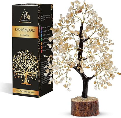 FASHIONZAADI Crystal Tree Gifts for Women, Chakra Healing Citrine Crystals Handmade Money Tree of Life for Home and Office Desk Decoration, Reiki Healing, Good Luck, Positive Energy, Birthday Gifts