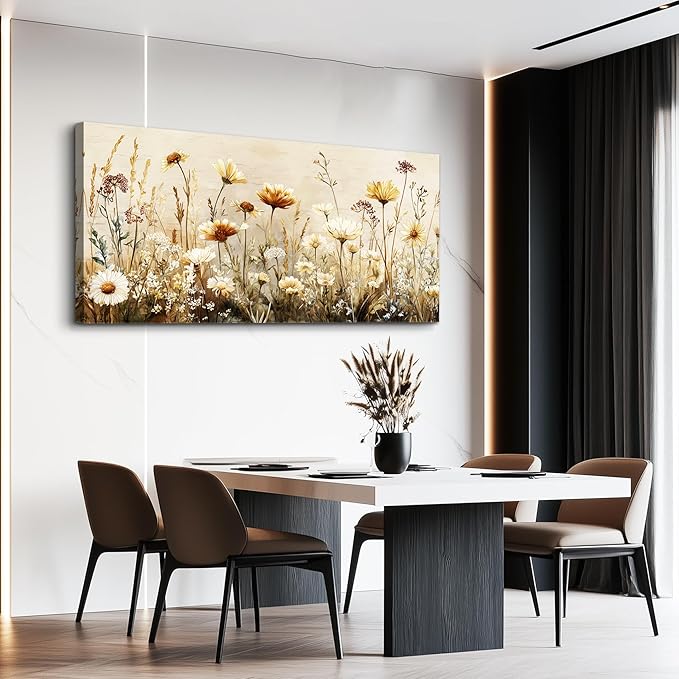 hyidecorart Large Wall Art for Living Room Nature Floral Botanical Farmhouse Wall Decor Elegant Flowers Canvas Prints Painting Pictures for Bedroom Bathroom Home Office Wall Decoration 24" x 48"