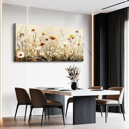 hyidecorart Large Wall Art for Living Room Nature Floral Botanical Farmhouse Wall Decor Elegant Flowers Canvas Prints Painting Pictures for Bedroom Bathroom Home Office Wall Decoration 24" x 48"
