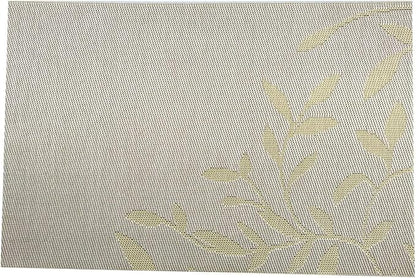 Gugrida Place Mats PVC Set of 6, Table Placemats Set of 6 PVC Washable Woven Vinyl Place Mats Heat Insulation Top Meal Mat Table Mats Natural Color (6 pcs, Yellow Leaves), Large